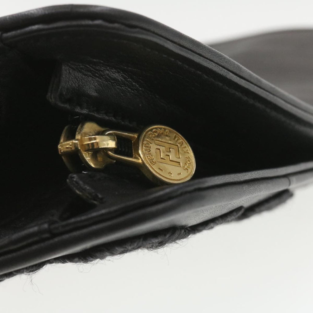 FENDI Clutch Shoulder Bag Leather 2Way Black rd1373