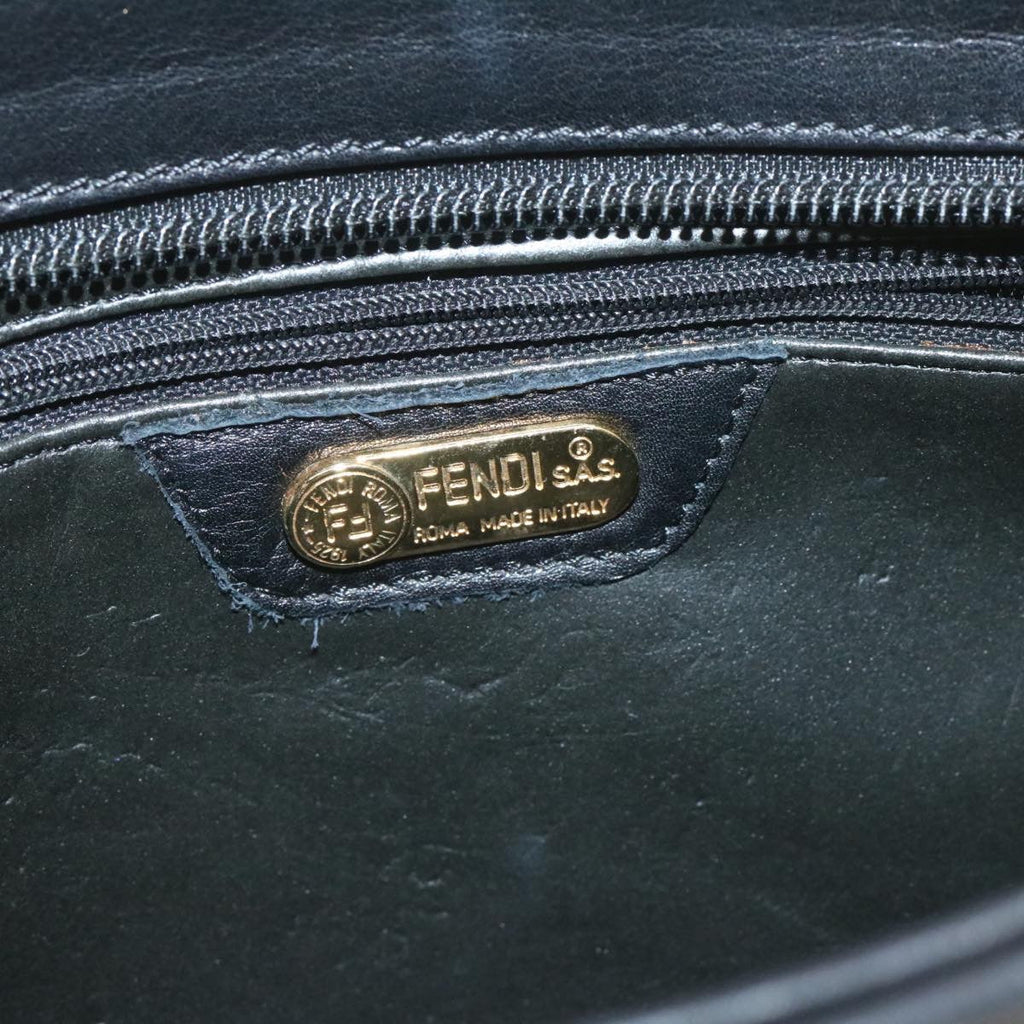 FENDI Clutch Shoulder Bag Leather 2Way Black rd1373