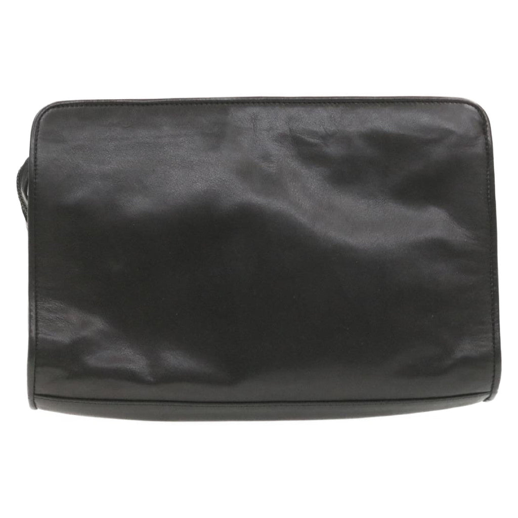 FENDI Clutch Shoulder Bag Leather 2Way Black rd1373