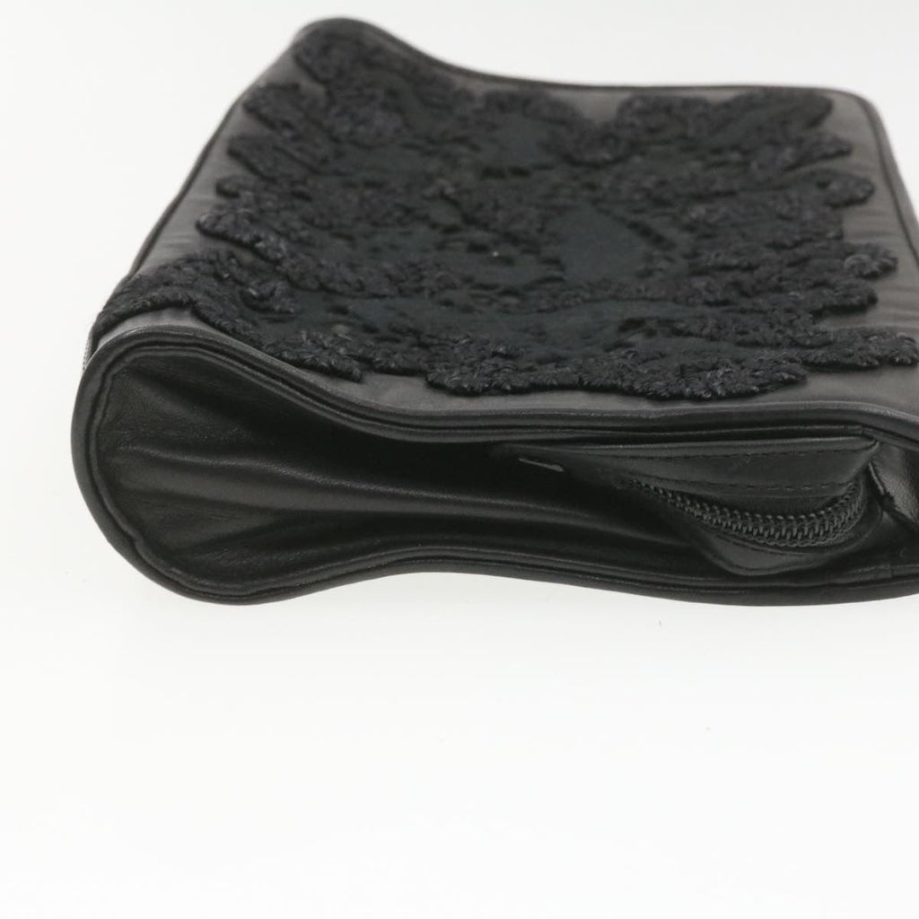 FENDI Clutch Shoulder Bag Leather 2Way Black rd1373