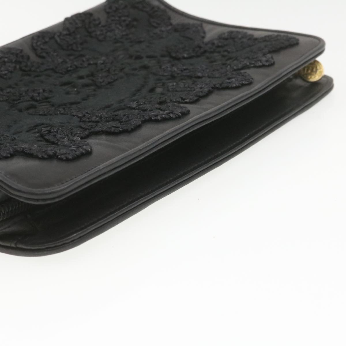 FENDI Clutch Shoulder Bag Leather 2Way Black rd1373