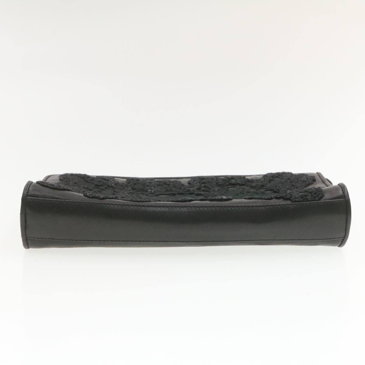 FENDI Clutch Shoulder Bag Leather 2Way Black rd1373