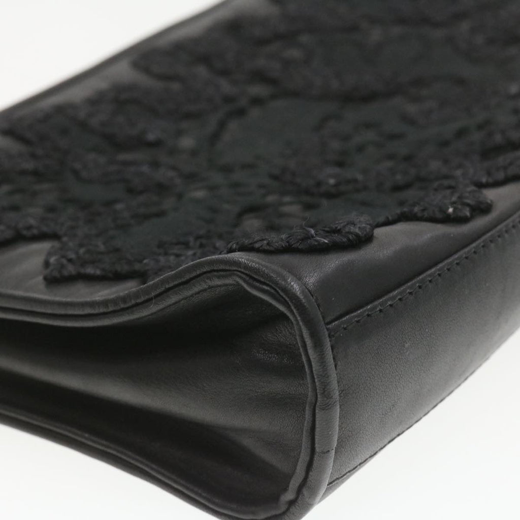 FENDI Clutch Shoulder Bag Leather 2Way Black rd1373