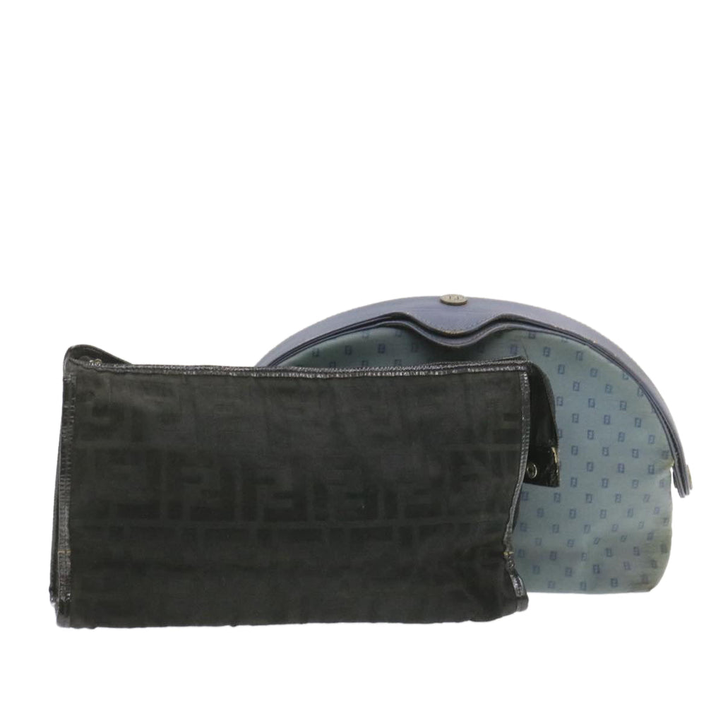 FENDI Clutch Bag Canvas 2Set Blue Black rd1490