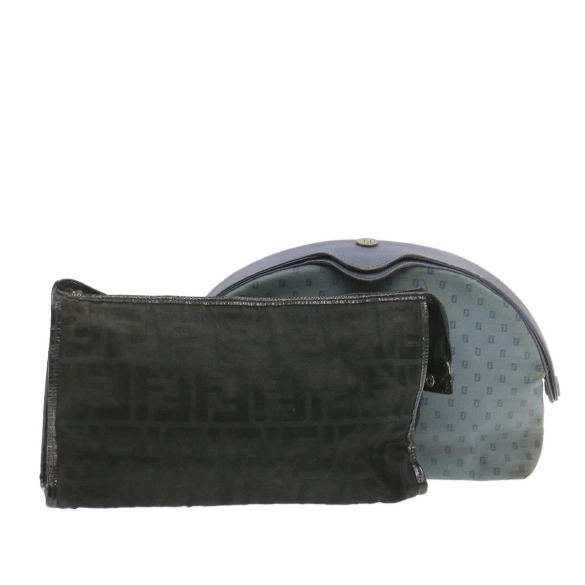 FENDI Clutch Bag Canvas 2Set Blue Black rd1490