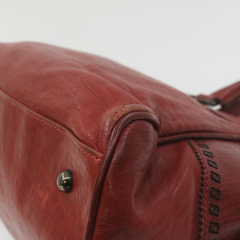 FENDI Du Jules Hand Bag Leather Red rd1809