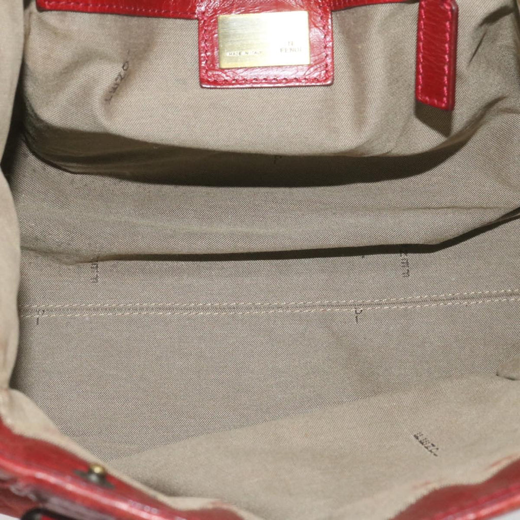 FENDI Du Jules Hand Bag Leather Red rd1809