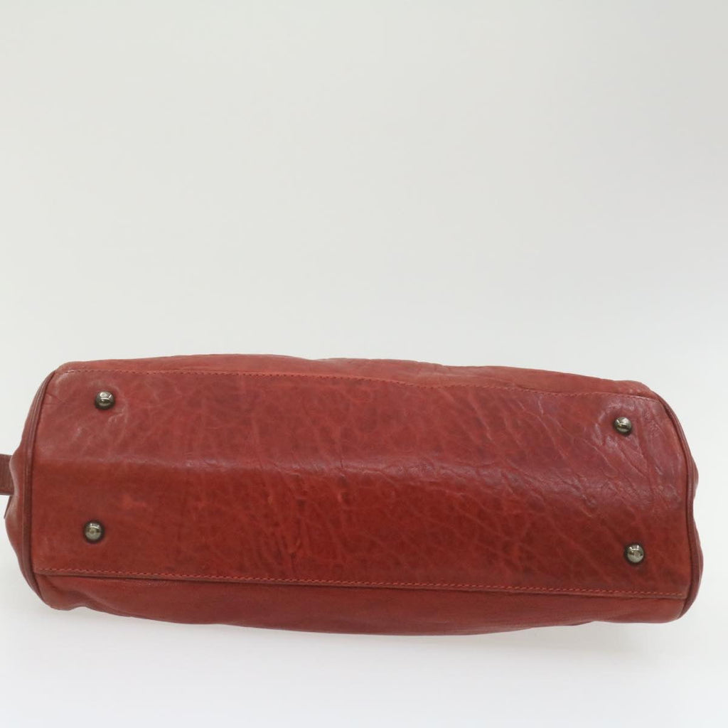 FENDI Du Jules Hand Bag Leather Red rd1809