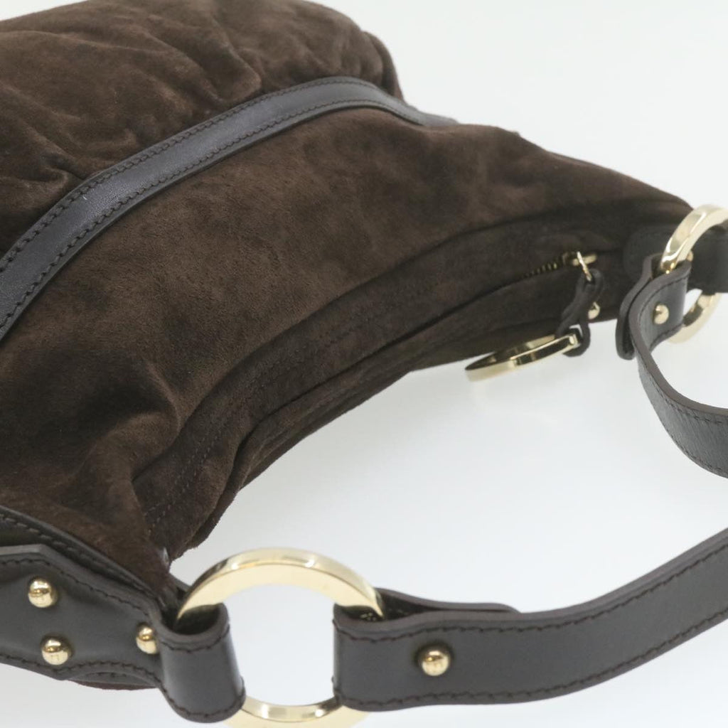 FENDI Suede Shoulder Bag Brown rd1906