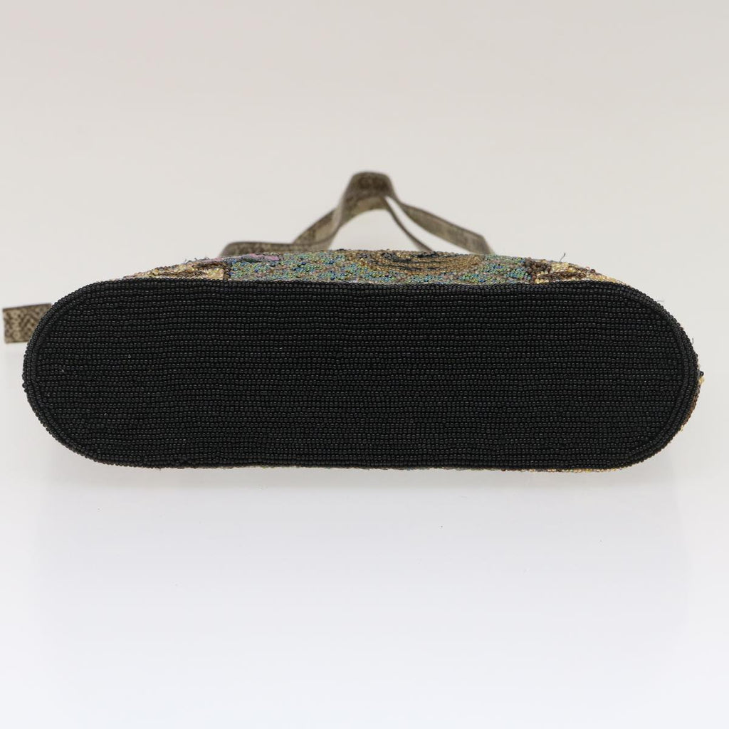 FENDI Beads Hand Bag Black Pink Green rd2074