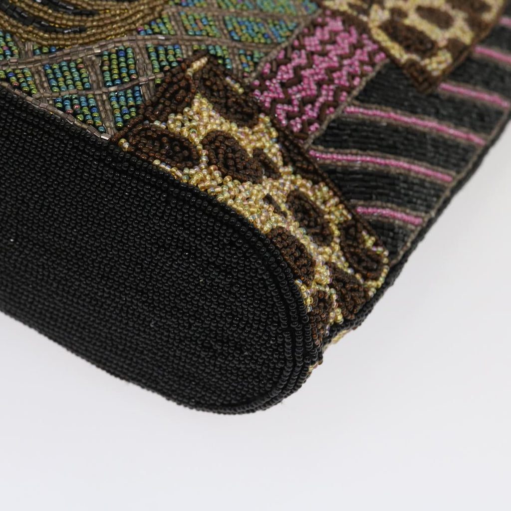 FENDI Beads Hand Bag Black Pink Green rd2074