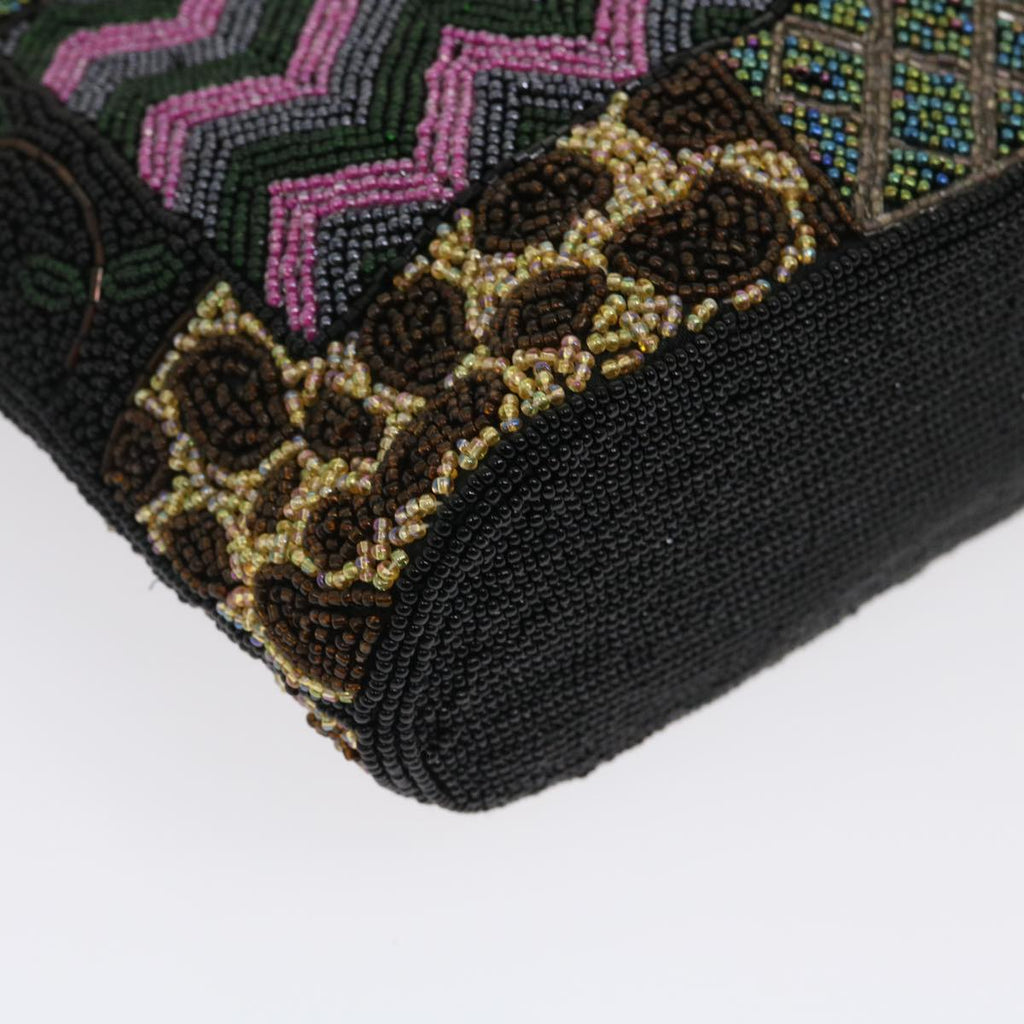 FENDI Beads Hand Bag Black Pink Green rd2074