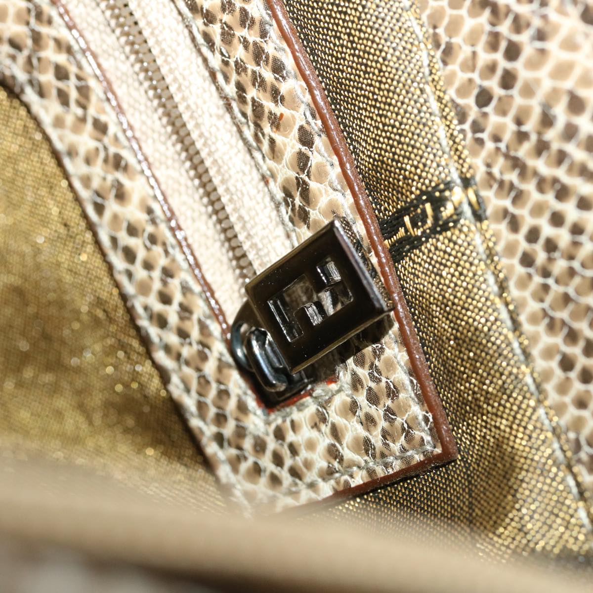 FENDI Beads Hand Bag Black Pink Green rd2074