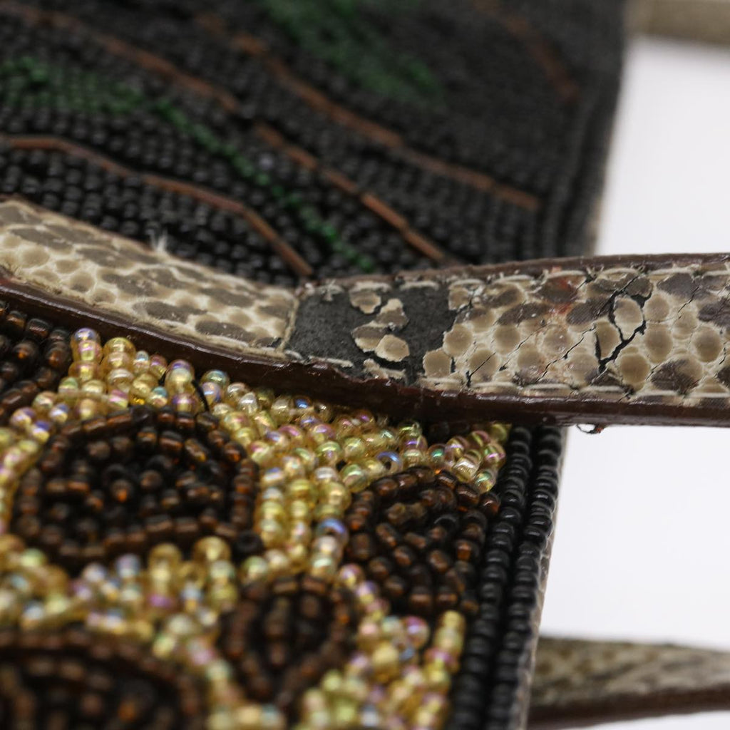 FENDI Beads Hand Bag Black Pink Green rd2074