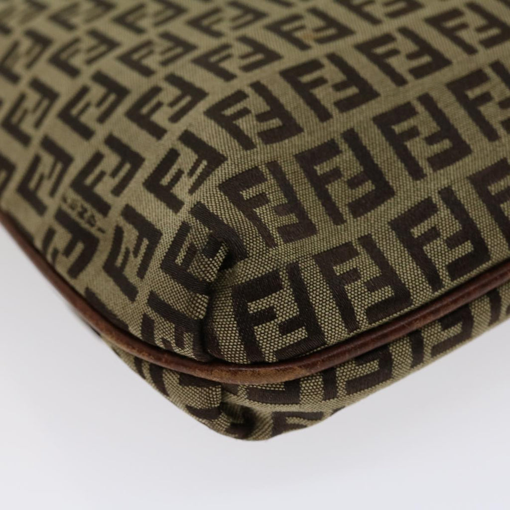 FENDI Zucchino Canvas Mamma Baguette Shoulder Bag Brown Beige rd2096