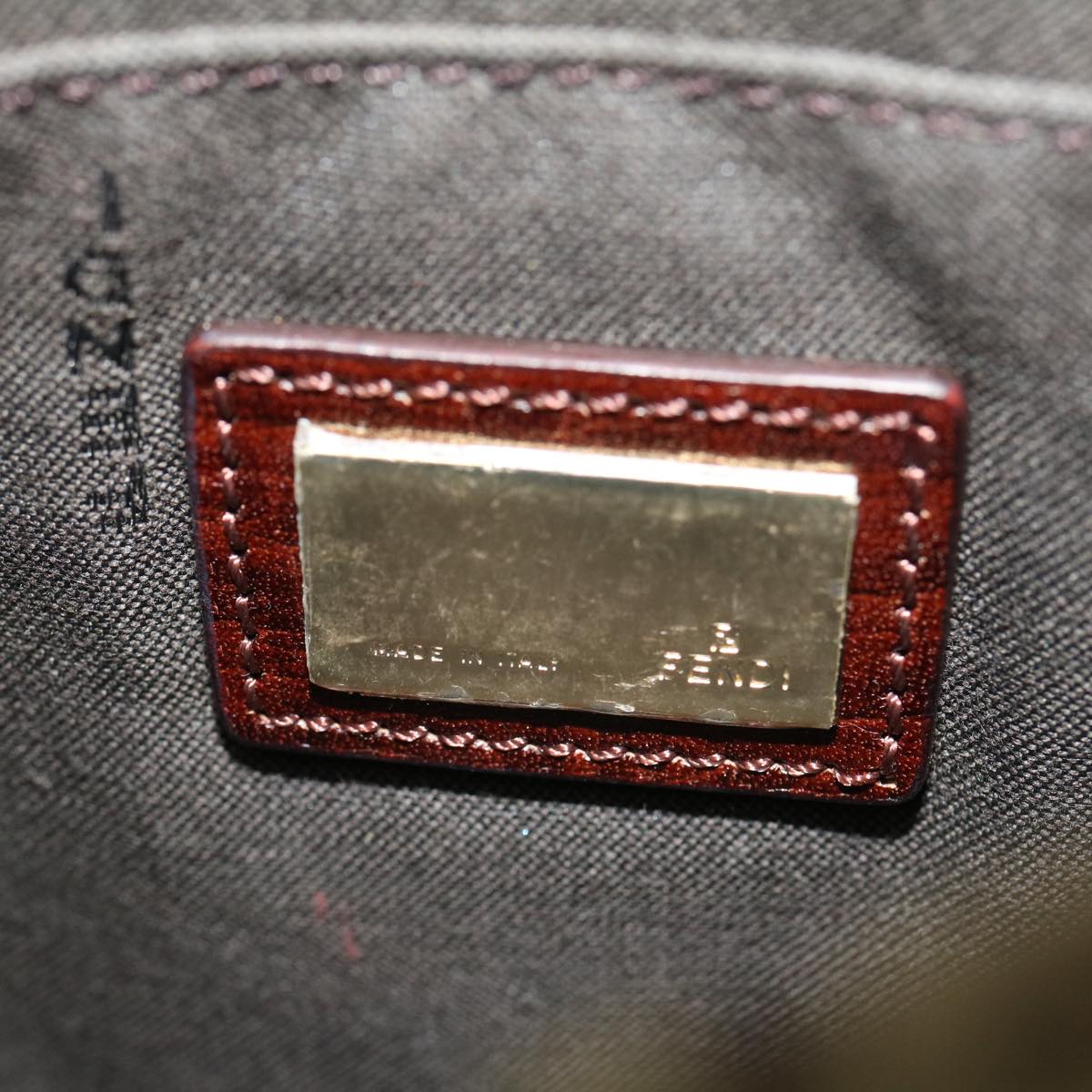 FENDI Zucchino Canvas Mamma Baguette Shoulder Bag Brown Beige rd2096