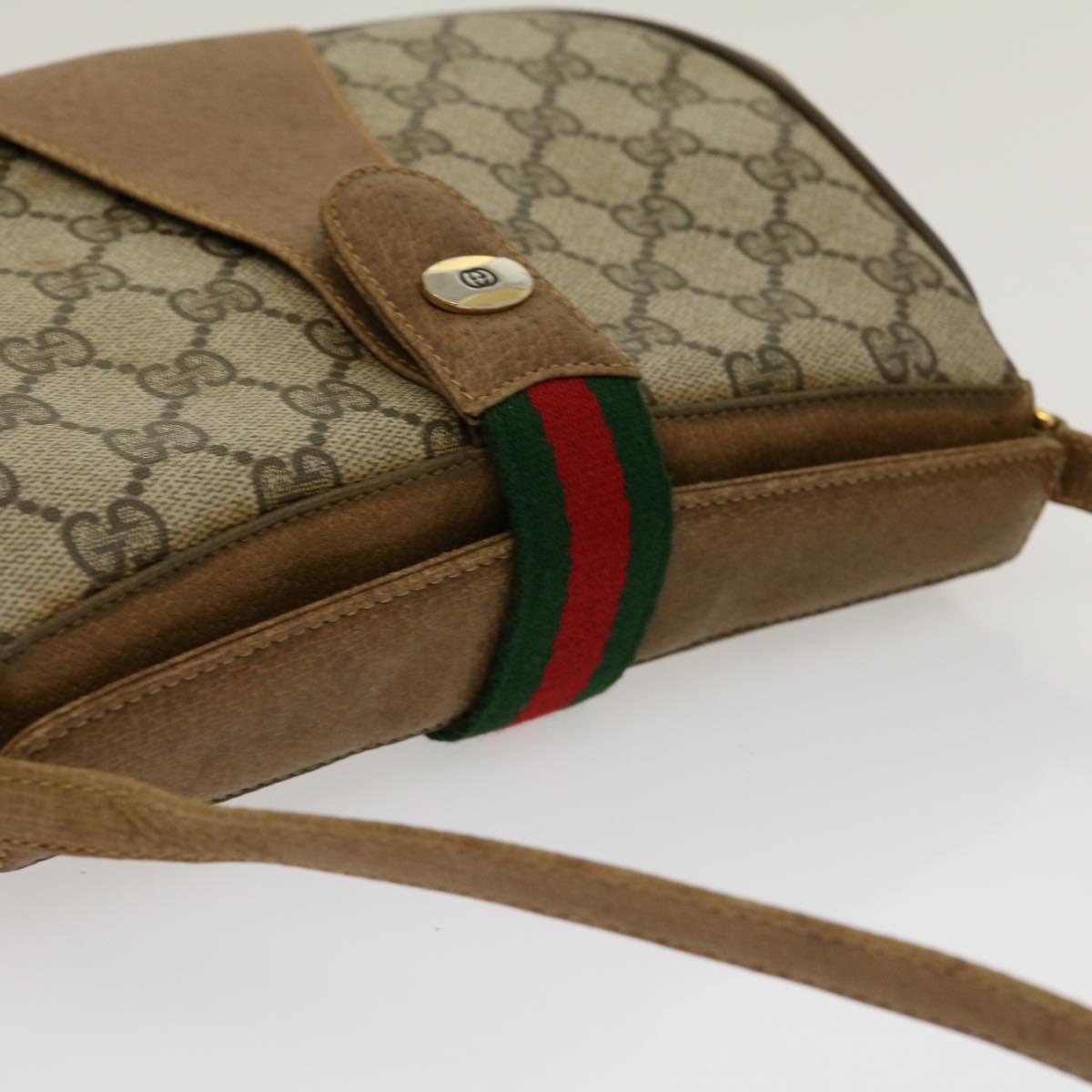 GUCCI Web Sherry Line GG Canvas Shoulder Bag Beige Red Green 116 rd2110