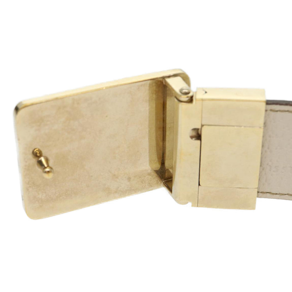 GUCCI GG Canvas Belt Leather Beige White rd2130