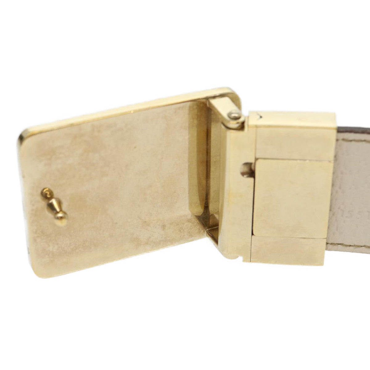 GUCCI GG Canvas Belt Leather Beige White rd2130