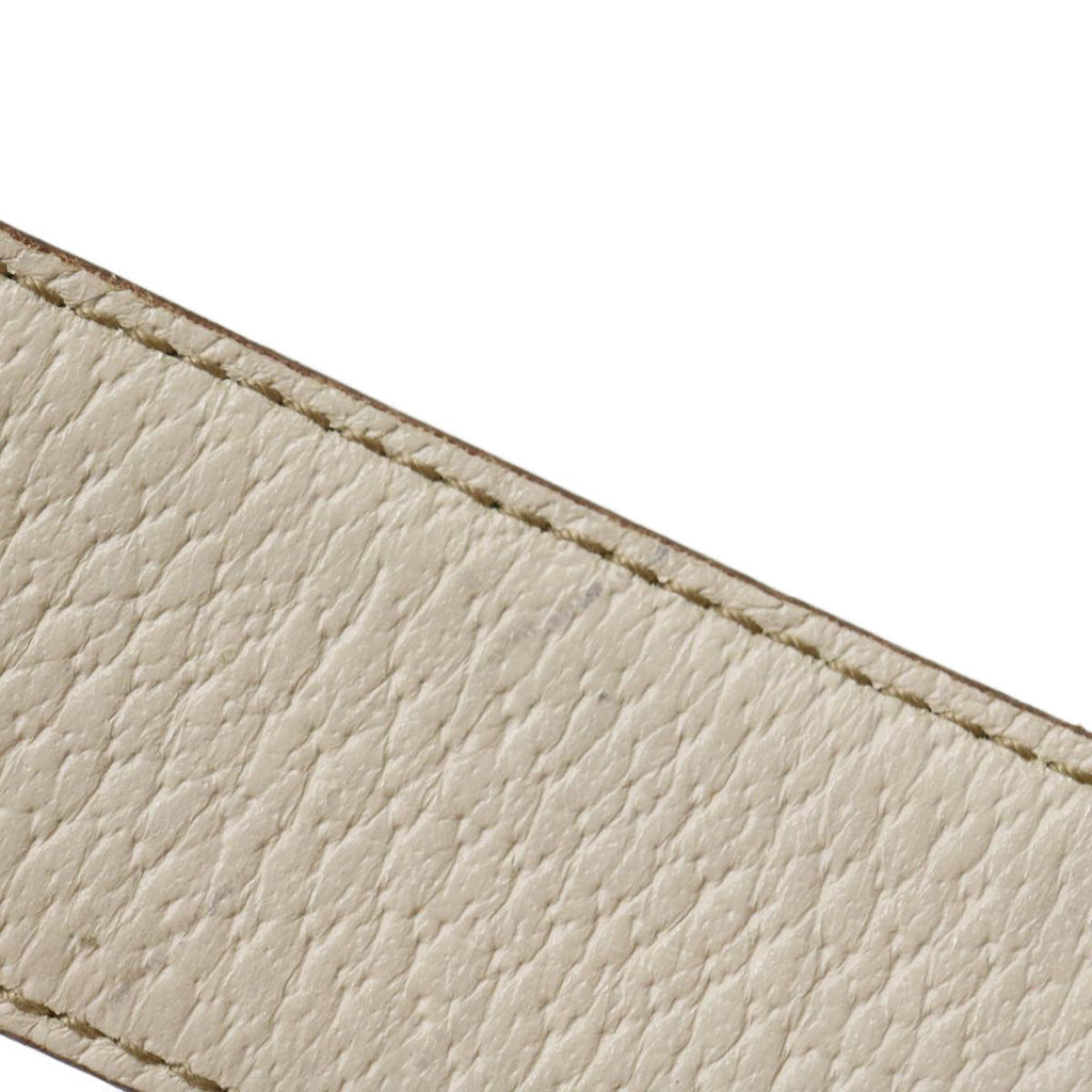 GUCCI GG Canvas Belt Leather Beige White rd2130