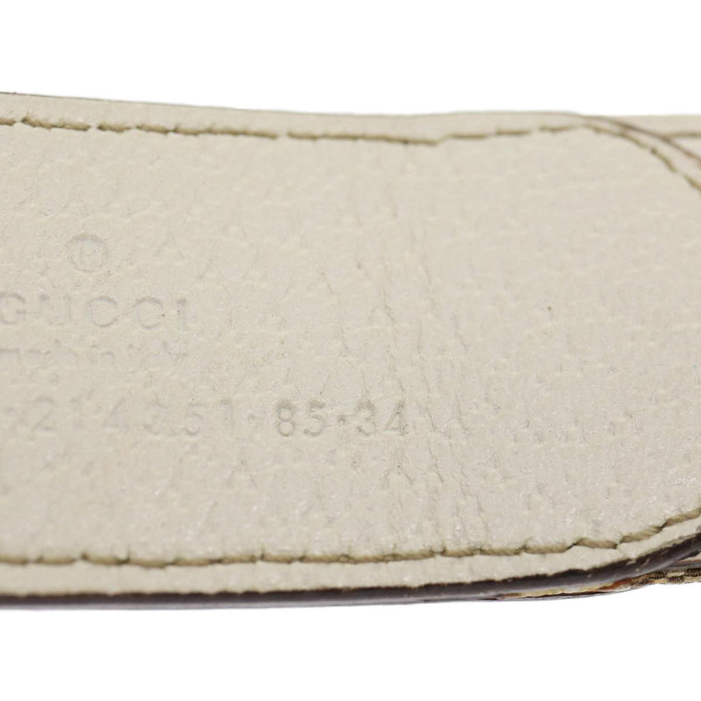 GUCCI GG Canvas Belt Leather Beige White rd2130