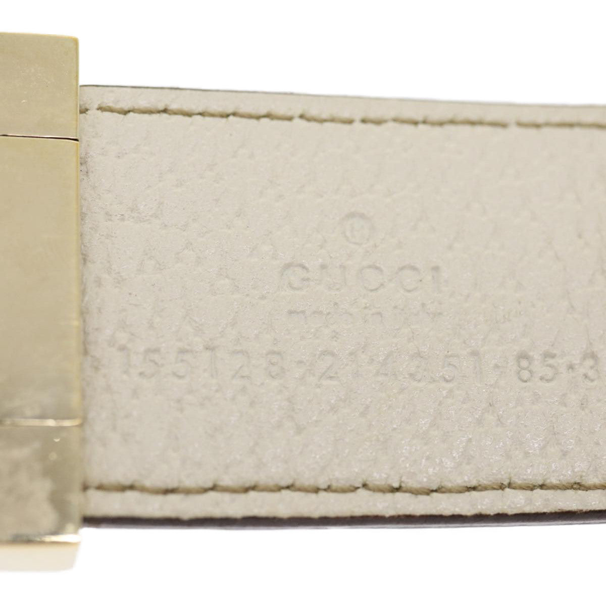 GUCCI GG Canvas Belt Leather Beige White rd2130