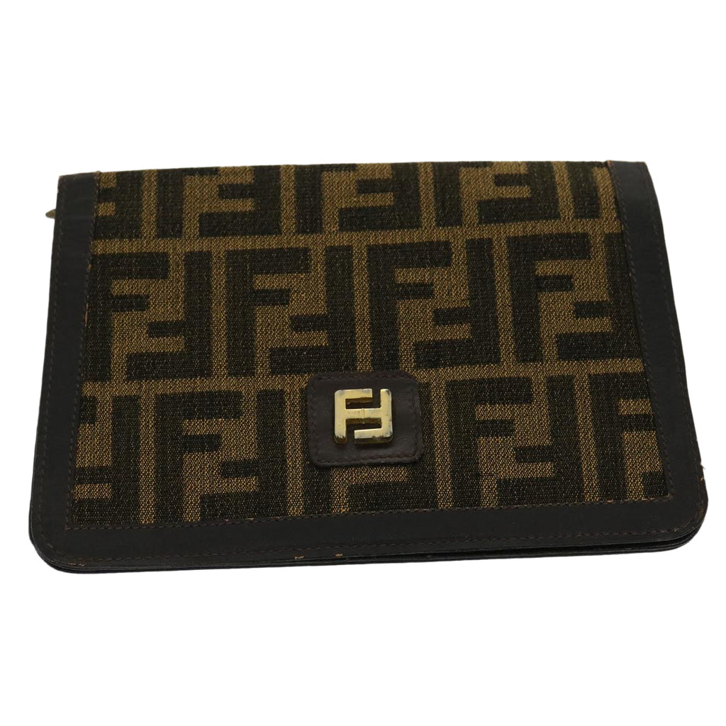 FENDI Zucca Canvas Wallet Brown Black rd2162