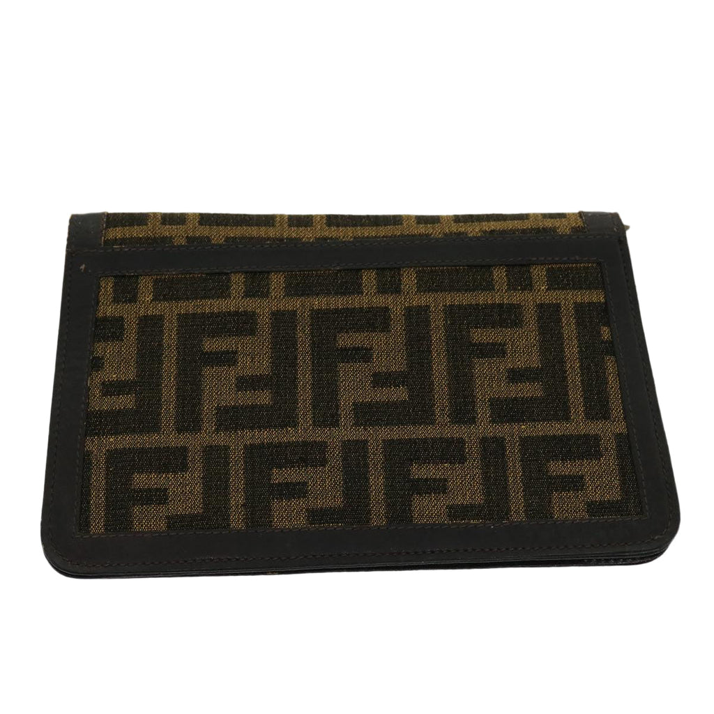 FENDI Zucca Canvas Wallet Brown Black rd2162