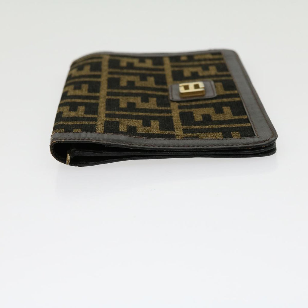 FENDI Zucca Canvas Wallet Brown Black rd2162