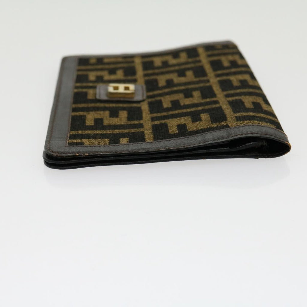 FENDI Zucca Canvas Wallet Brown Black rd2162