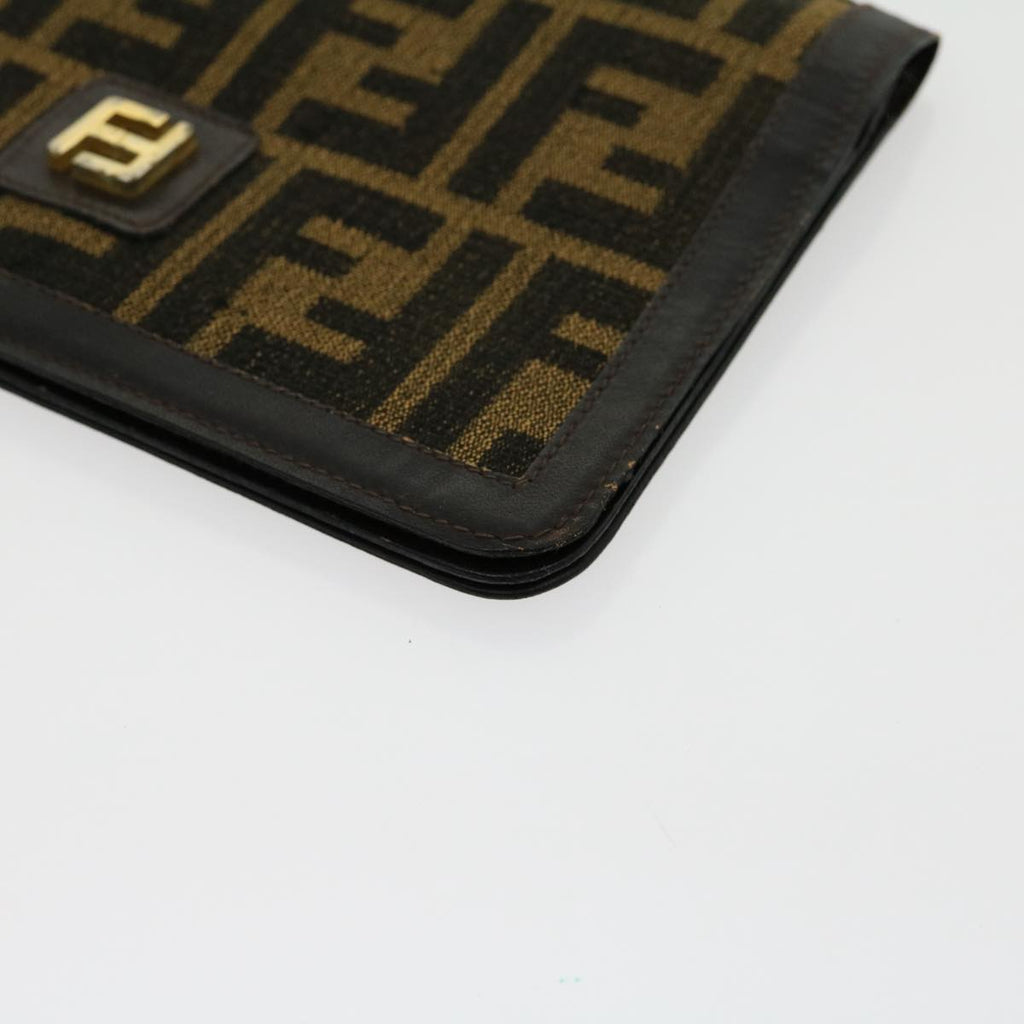 FENDI Zucca Canvas Wallet Brown Black rd2162
