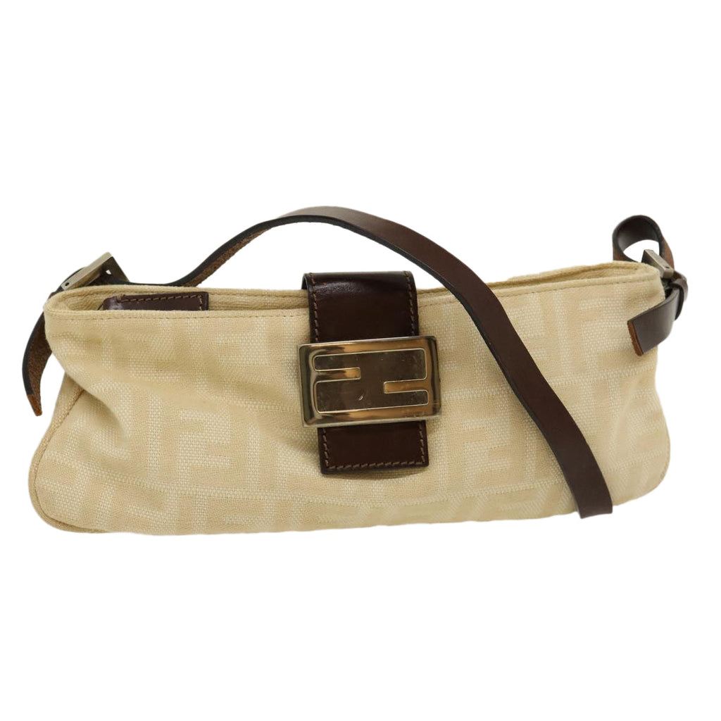 FENDI Zucca Canvas Mamma Baguette Shoulder Bag Beige rd2169