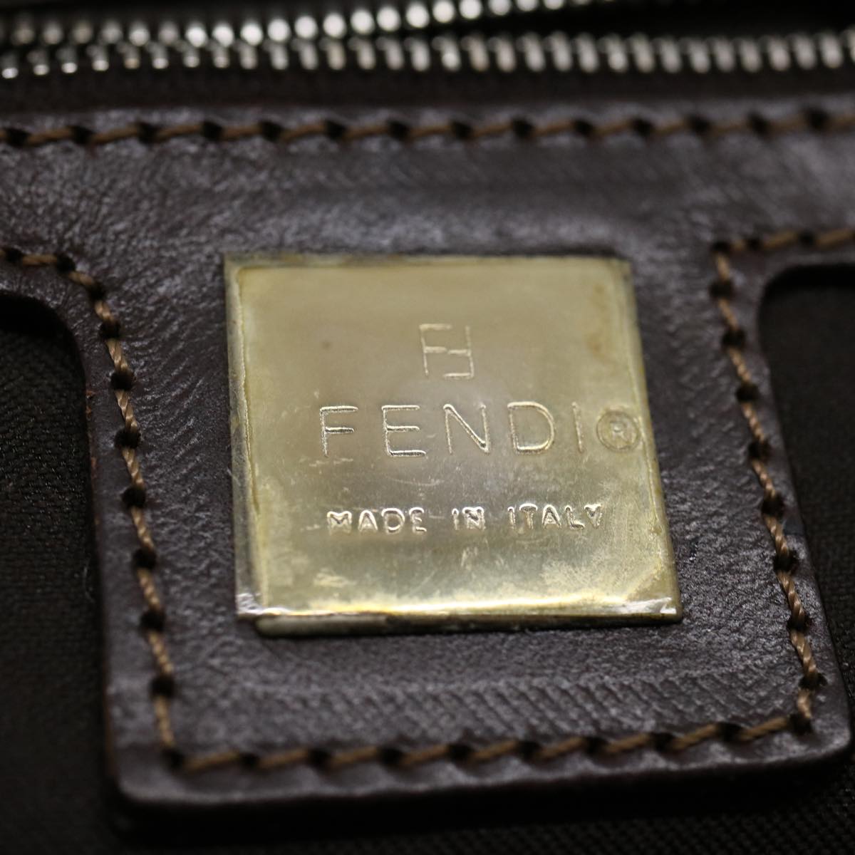 FENDI Zucca Canvas Mamma Baguette Shoulder Bag Beige rd2169