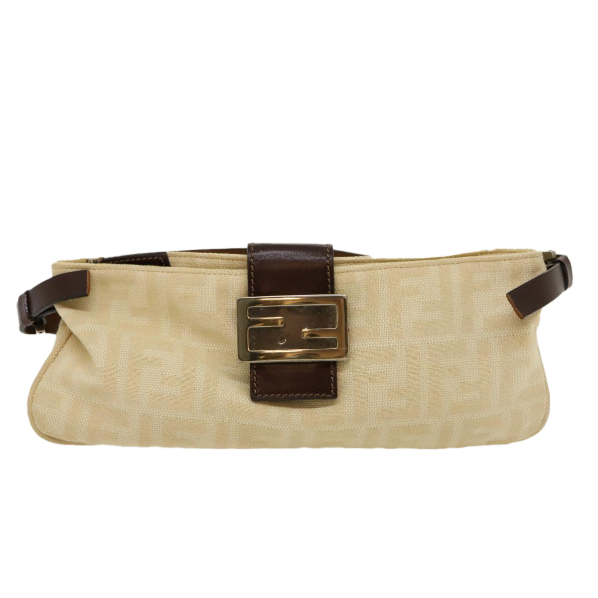 FENDI Zucca Canvas Mamma Baguette Shoulder Bag Beige rd2169