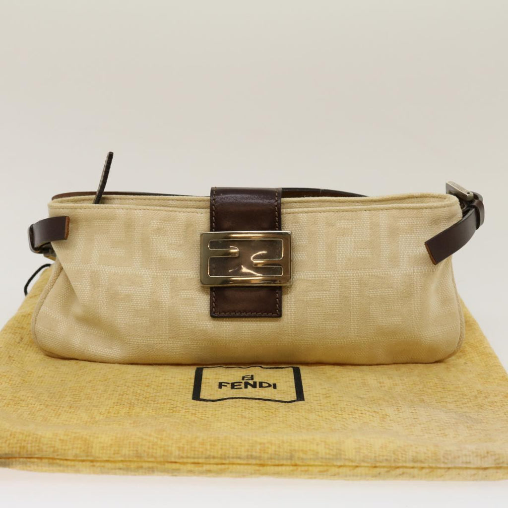 FENDI Zucca Canvas Mamma Baguette Shoulder Bag Beige rd2169