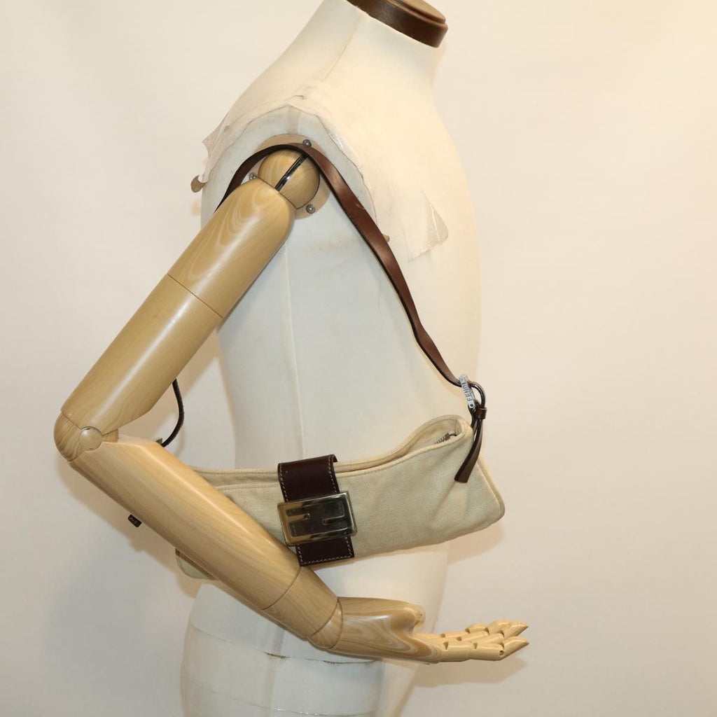 FENDI Zucca Canvas Mamma Baguette Shoulder Bag Beige rd2169