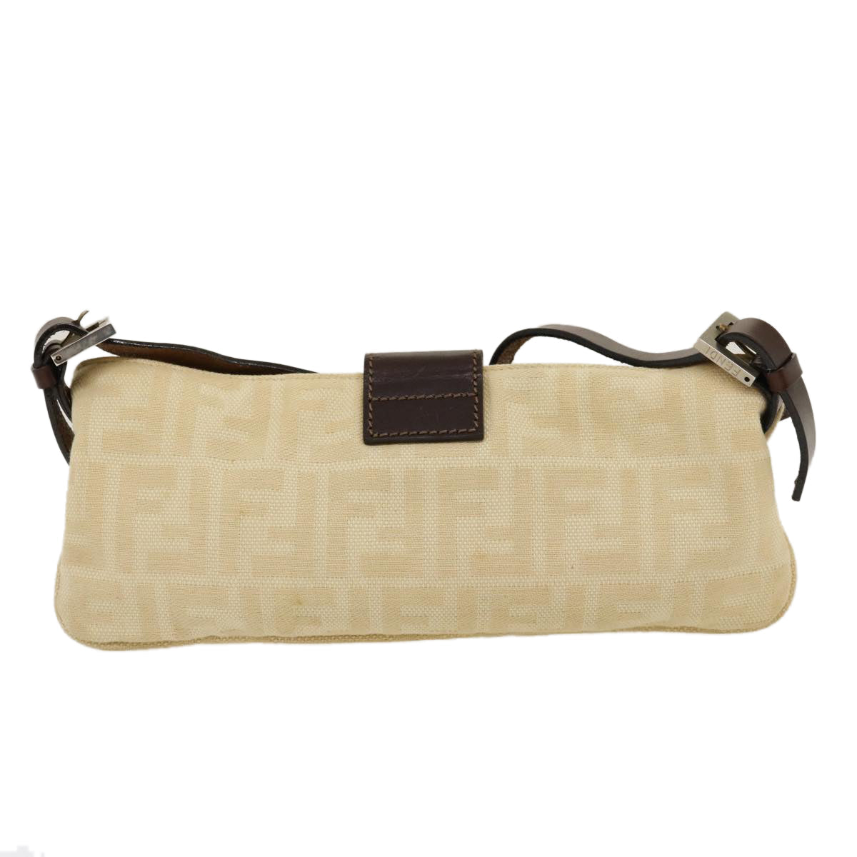 FENDI Zucca Canvas Mamma Baguette Shoulder Bag Beige rd2169