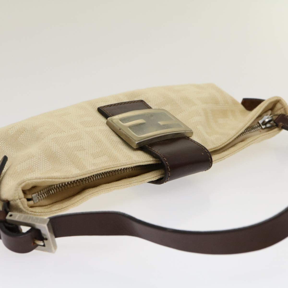FENDI Zucca Canvas Mamma Baguette Shoulder Bag Beige rd2169