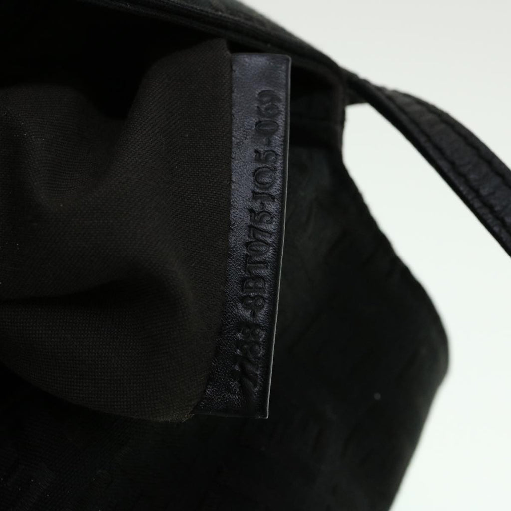 FENDI Zucchino Canvas Mamma Baguette Shoulder Bag Black rd2219