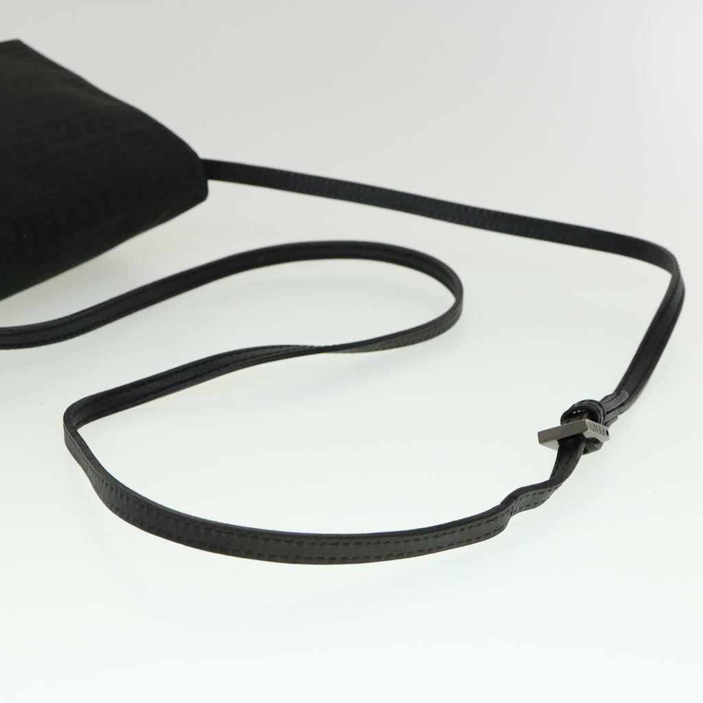 FENDI Zucchino Canvas Mamma Baguette Shoulder Bag Black rd2219