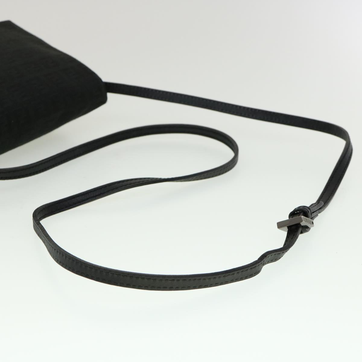 FENDI Zucchino Canvas Mamma Baguette Shoulder Bag Black rd2219