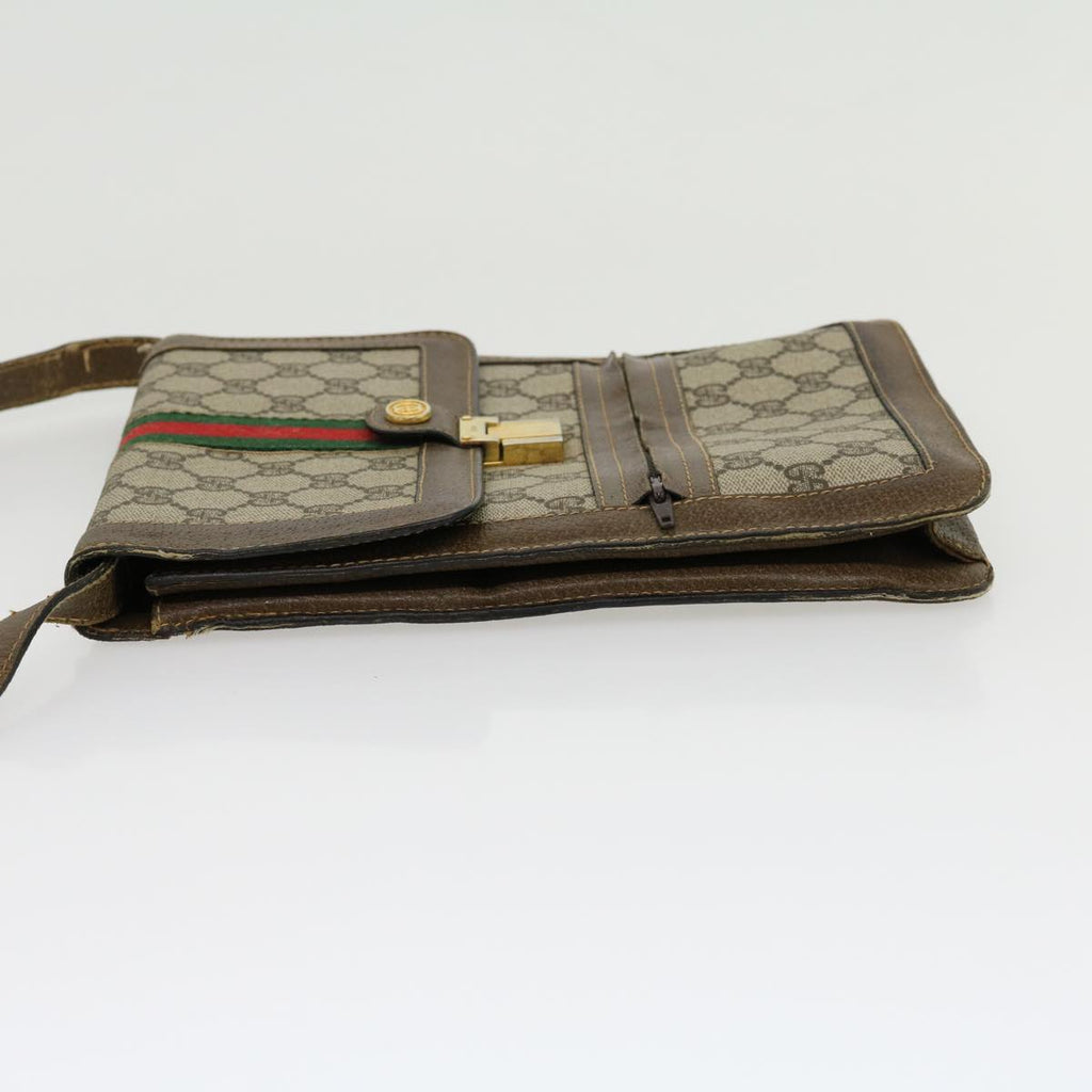 GUCCI GG Canvas Web Sherry Line Shoulder Bag Beige Red Green rd2223