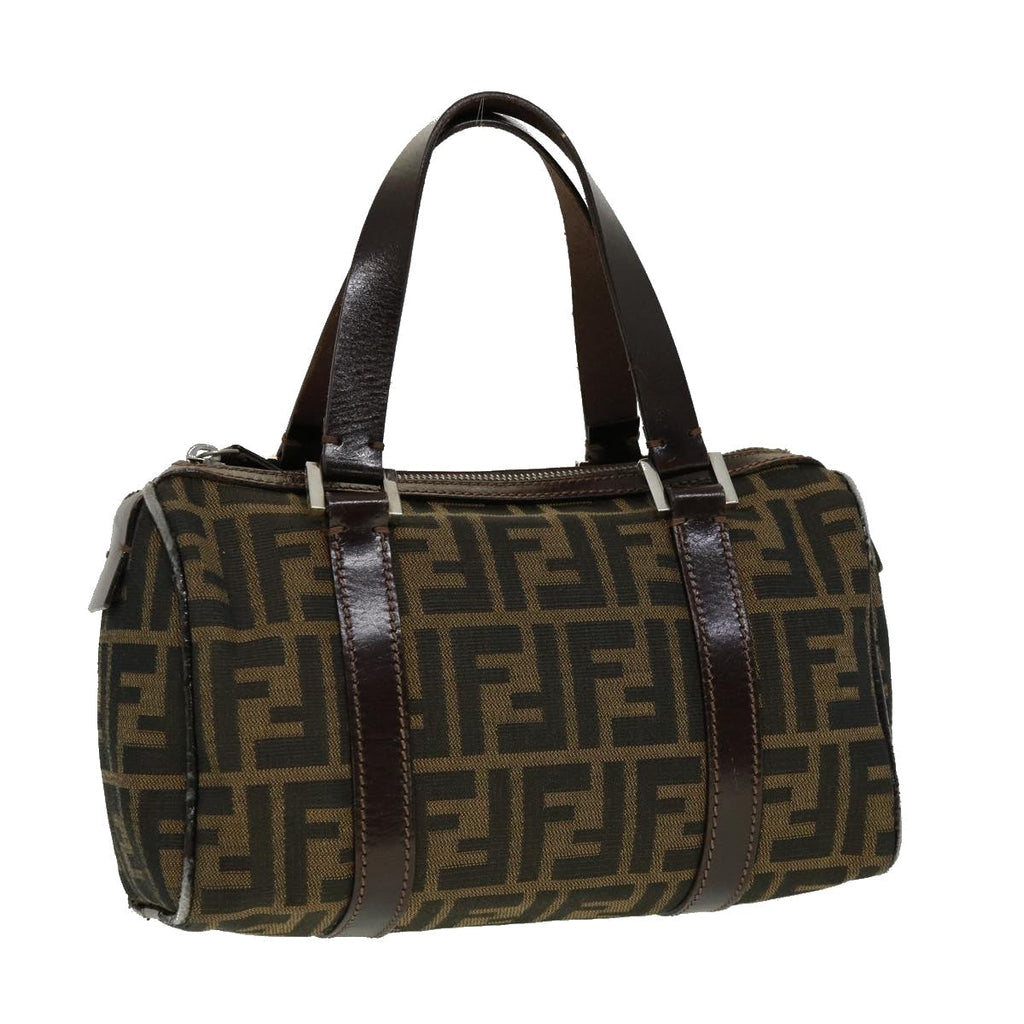 FENDI Zucca Canvas Hand Bag Black Brown rd2254