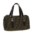 FENDI Zucca Canvas Hand Bag Black Brown rd2254