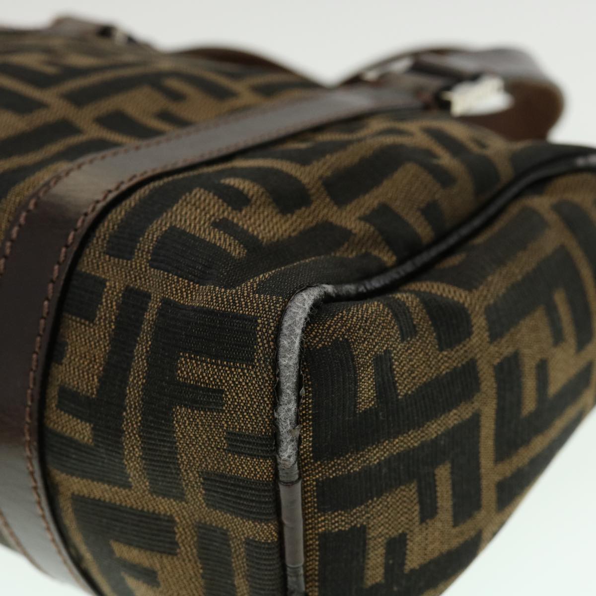 FENDI Zucca Canvas Hand Bag Black Brown rd2254
