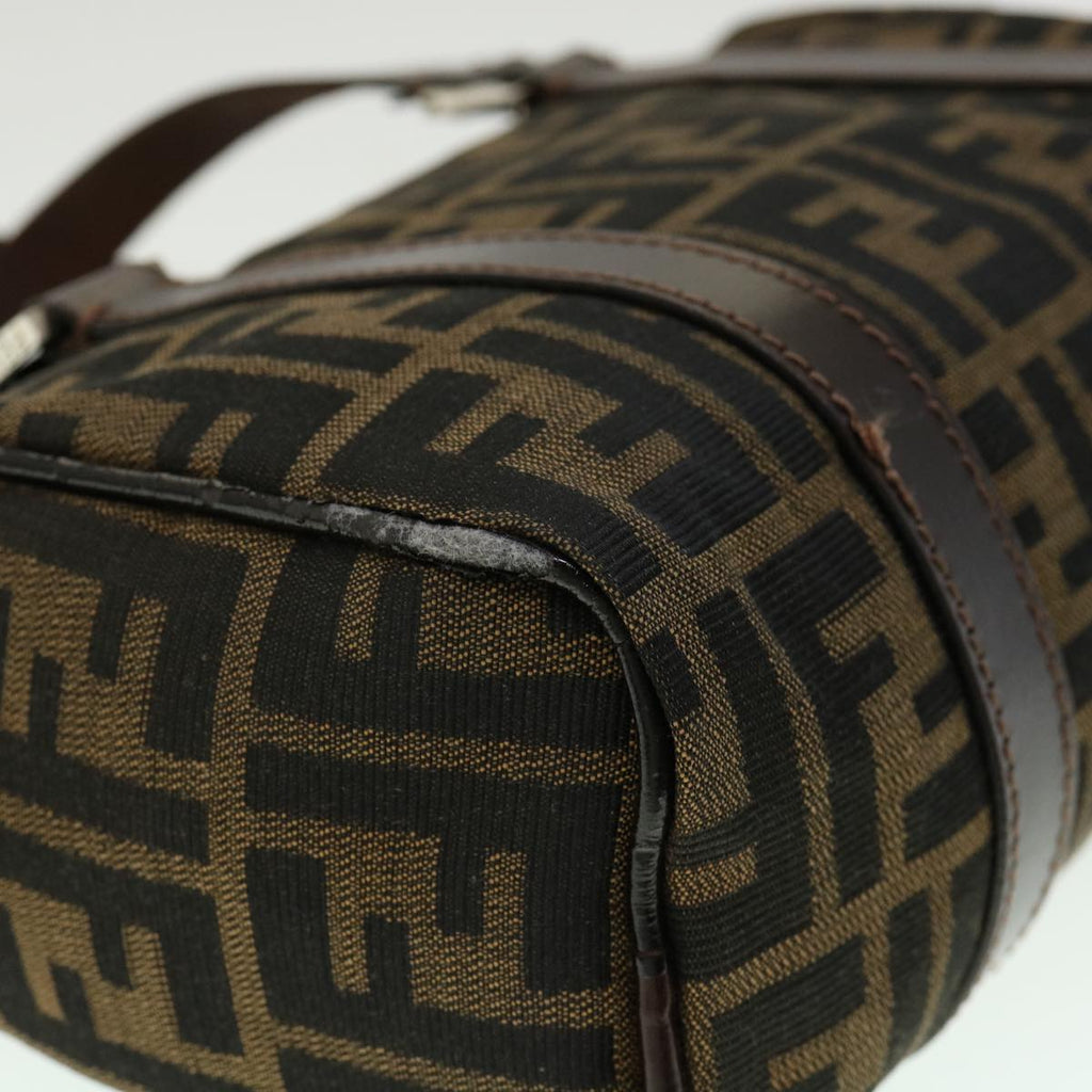 FENDI Zucca Canvas Hand Bag Black Brown rd2254