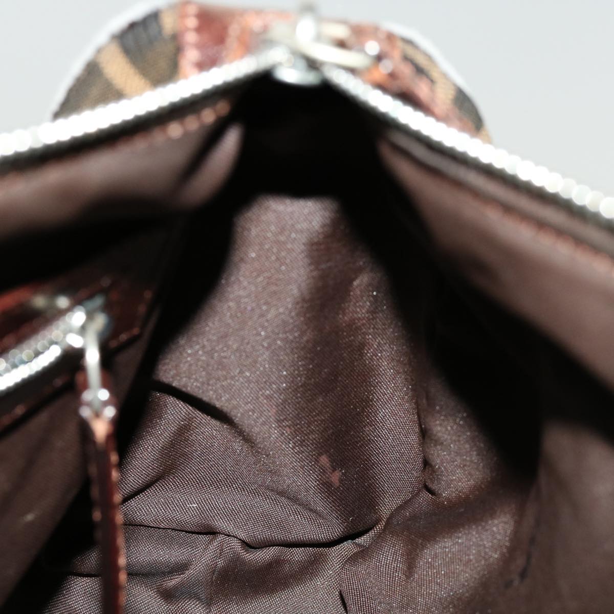 FENDI Zucca Canvas Hand Bag Black Brown rd2254