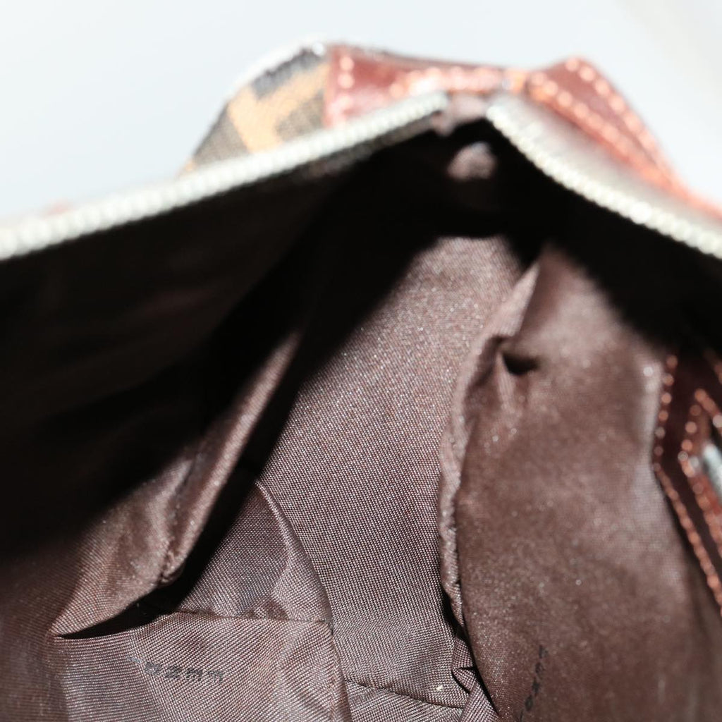 FENDI Zucca Canvas Hand Bag Black Brown rd2254