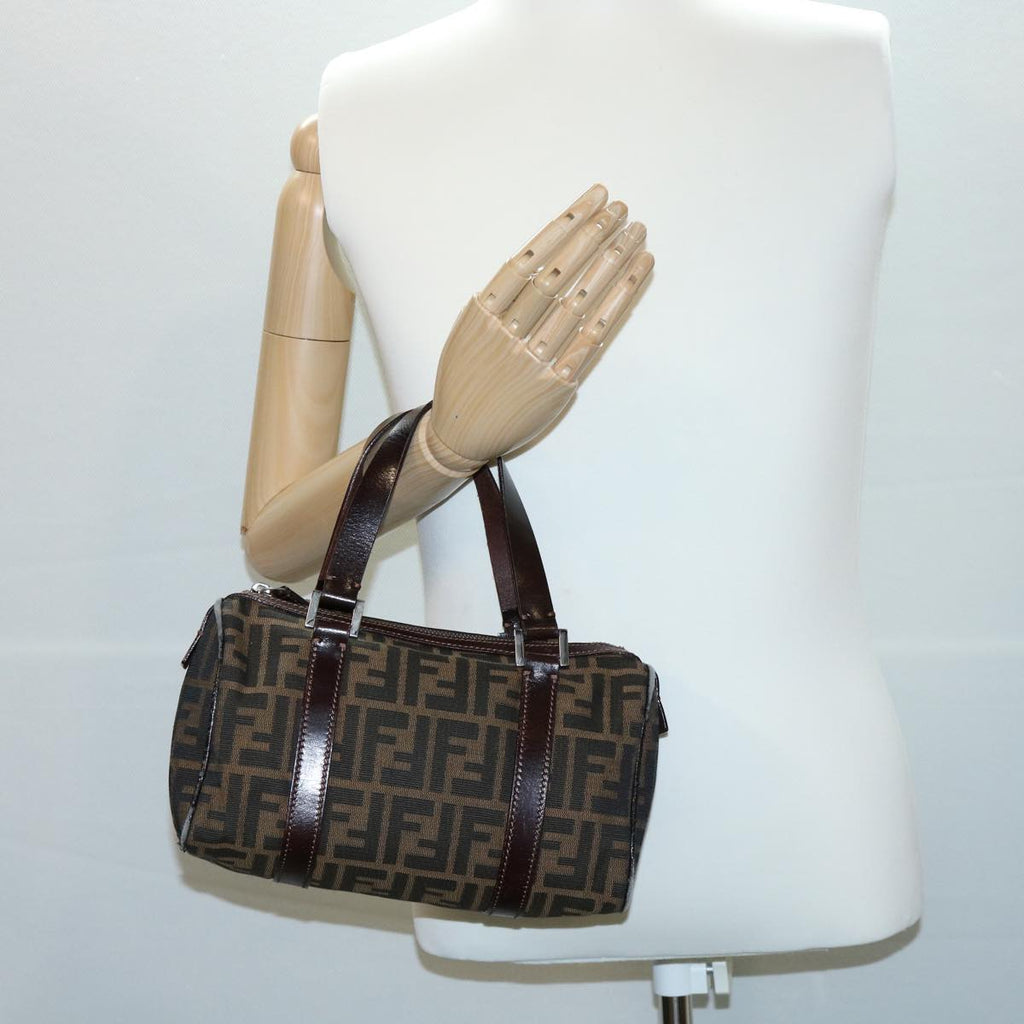 FENDI Zucca Canvas Hand Bag Black Brown rd2254