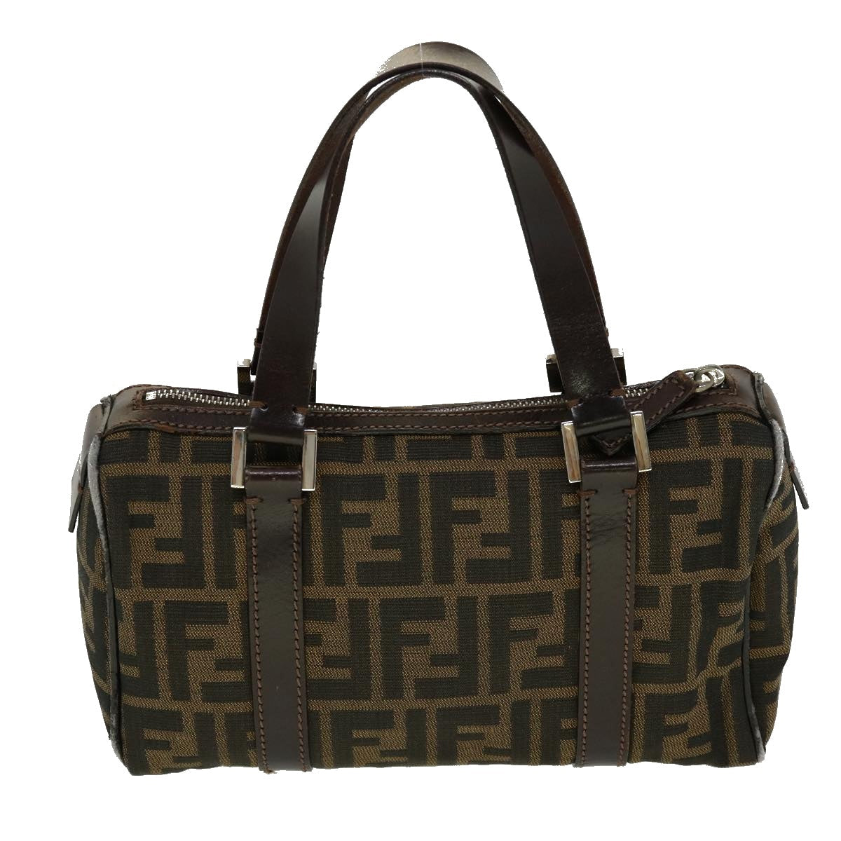FENDI Zucca Canvas Hand Bag Black Brown rd2254